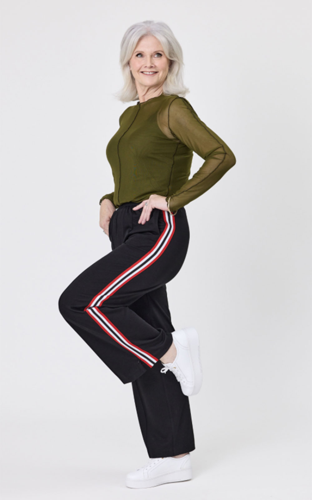 Chloe Pant Red Stripe product photo.