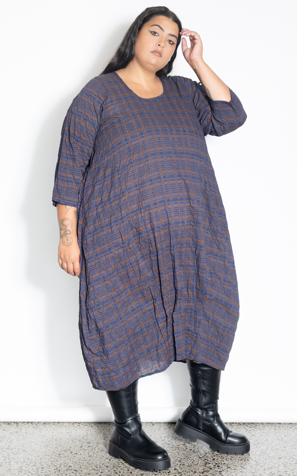 Long Tuck Hem Dress product photo.