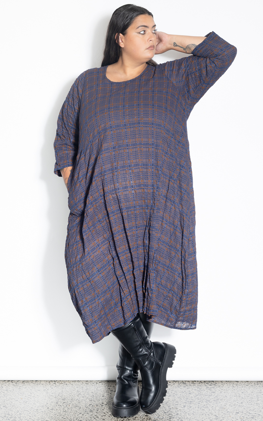 Long Tuck Hem Dress product photo.