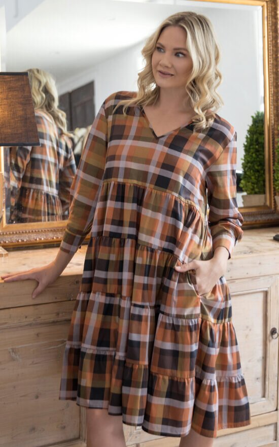 Fall Check Bonita Dress product photo.