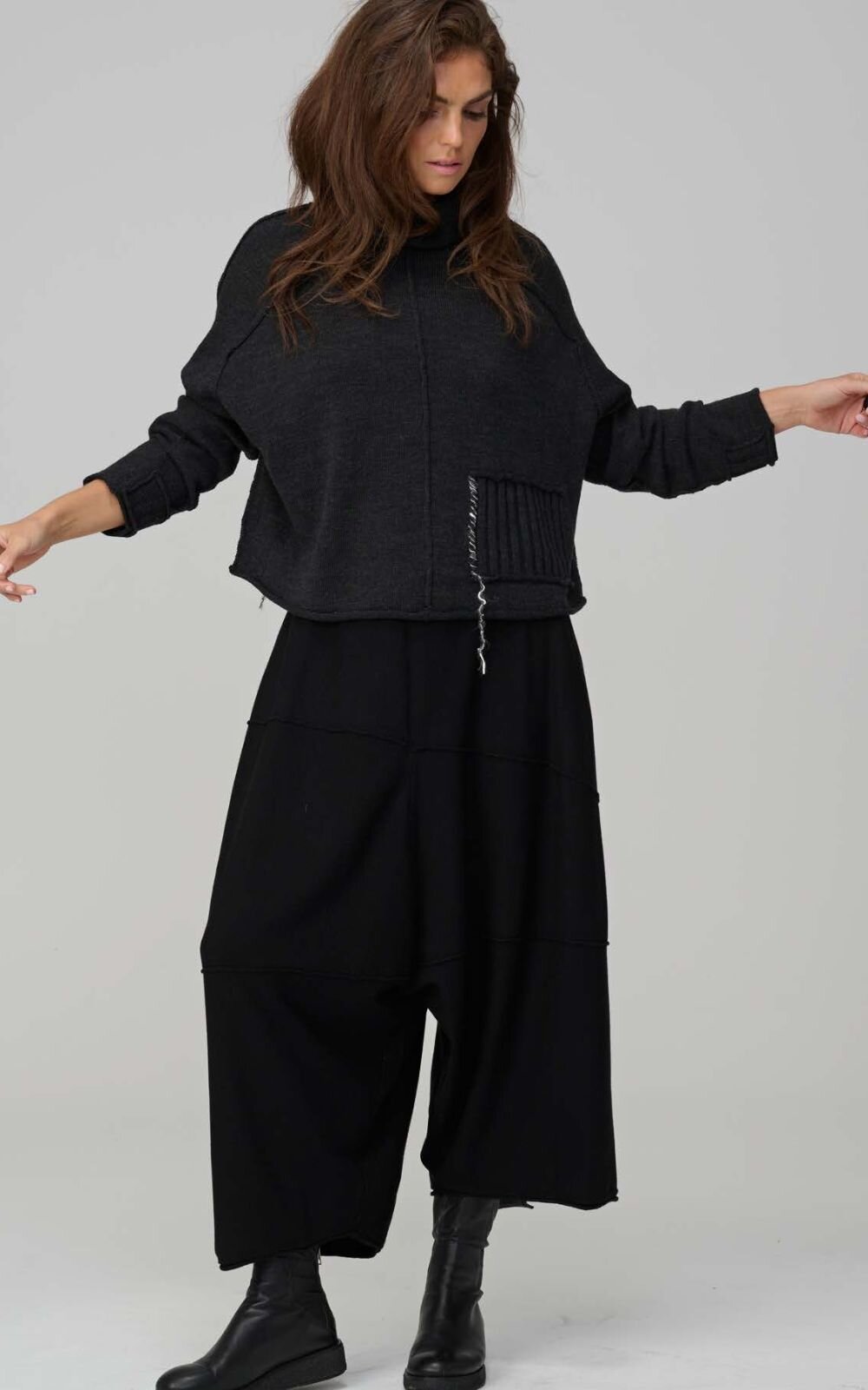 Drafty Stitched Crop Cardigan product photo.