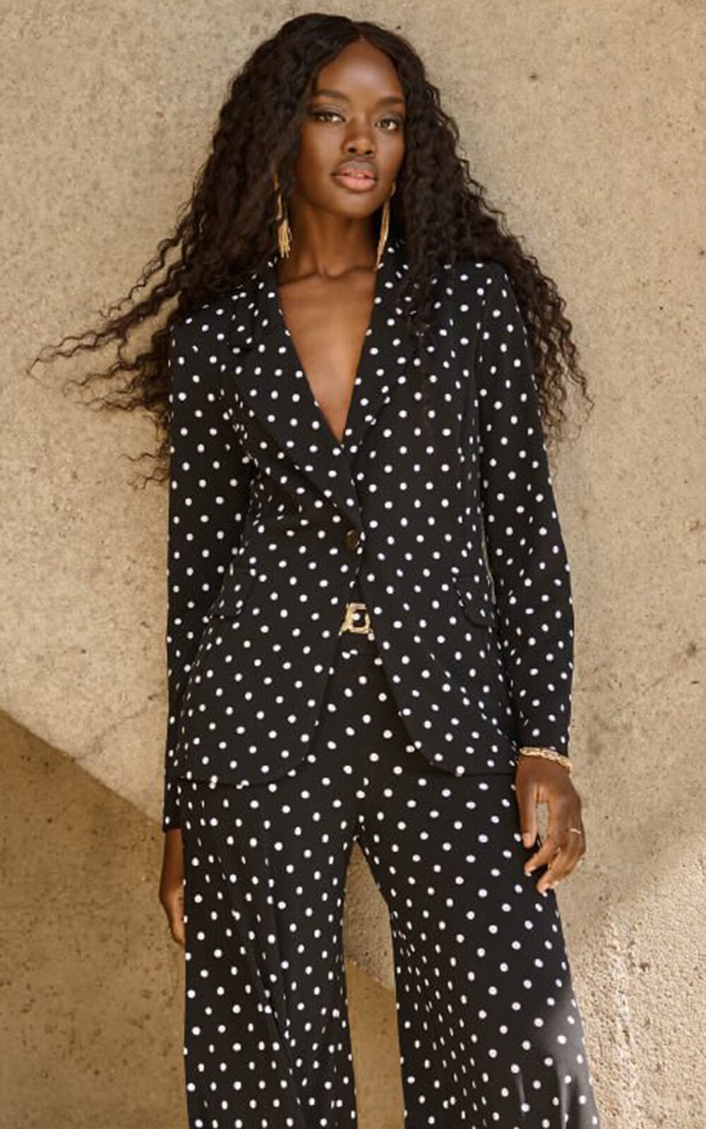 Silky Knit Dot Blazer product photo.