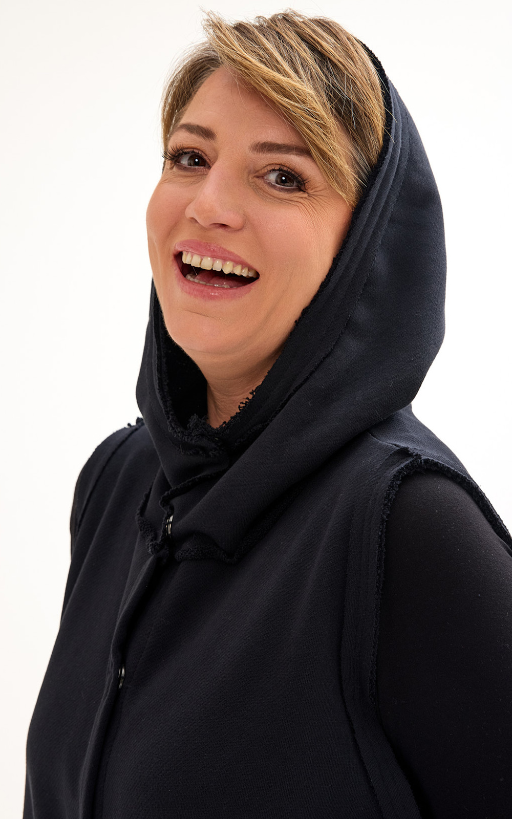 Bolu Hood Vest product photo.