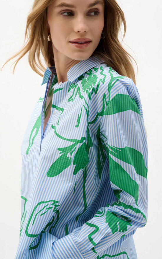 Pinstripe Shirt W Print product photo.