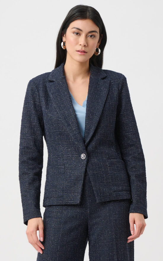 Boucle Metallic Thread Blazer product photo.