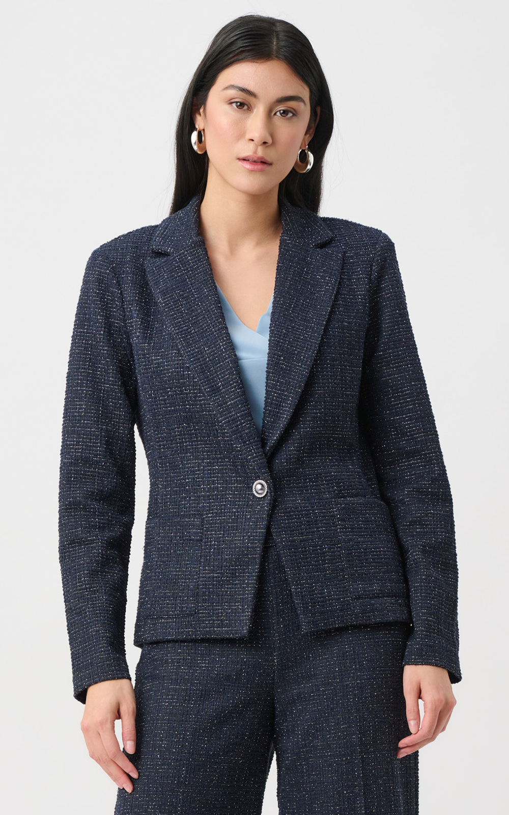 Boucle Metallic Thread Blazer product photo.