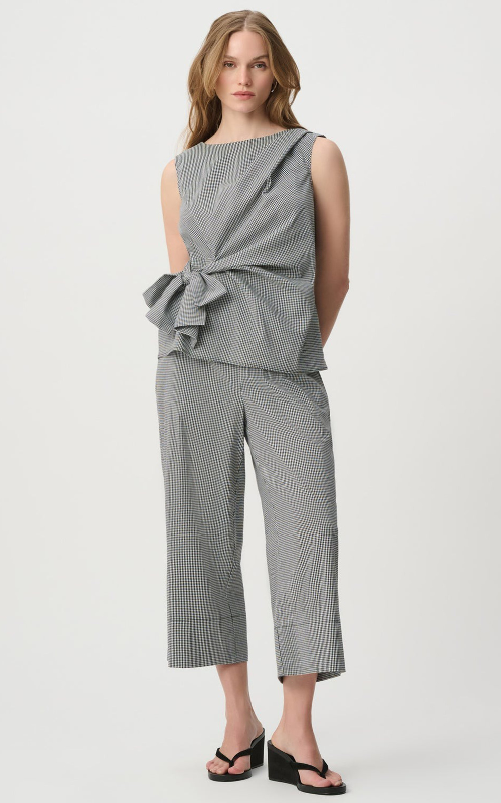 Gingham Elastic Waist Culotte product photo.