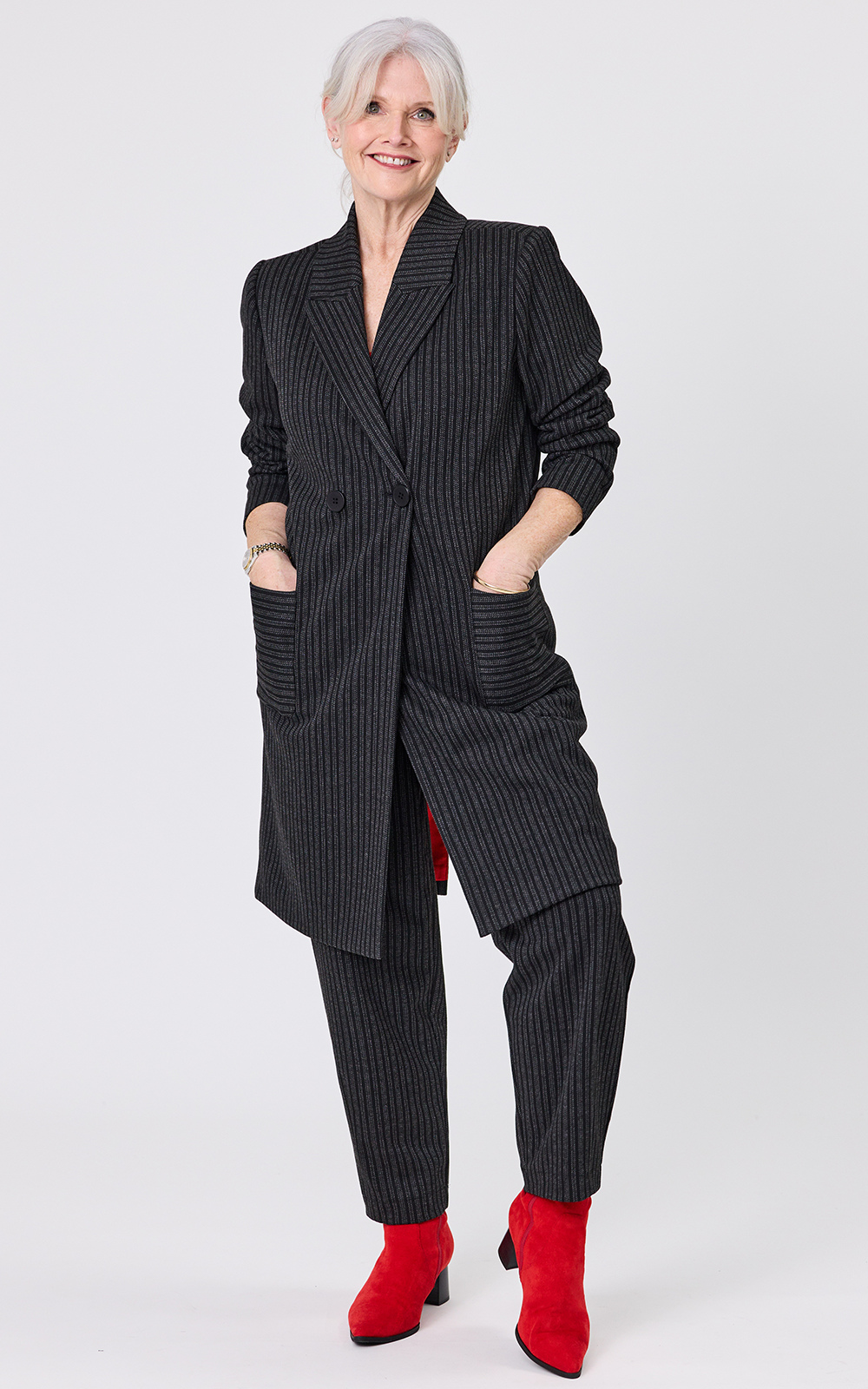 Hedda Coat Pinstripe product photo.