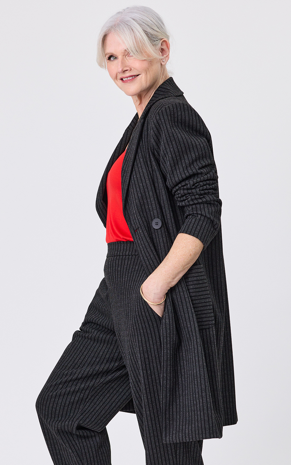 Hedda Coat Pinstripe product photo.
