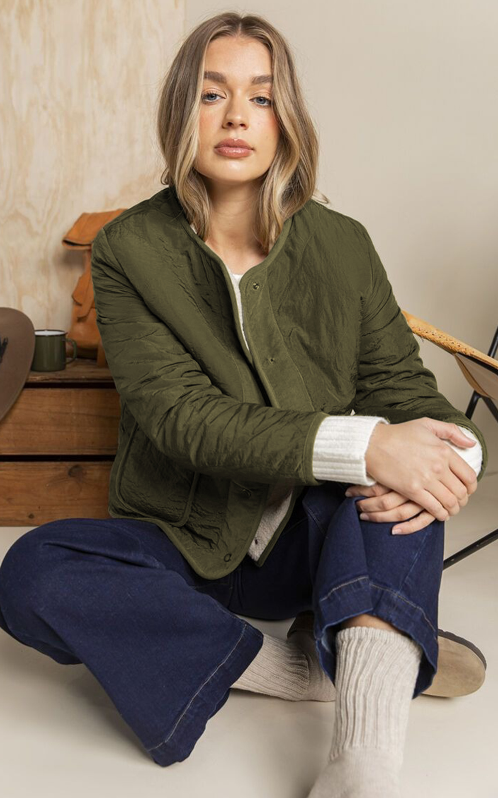 Alberta Quilted Jacket product photo.