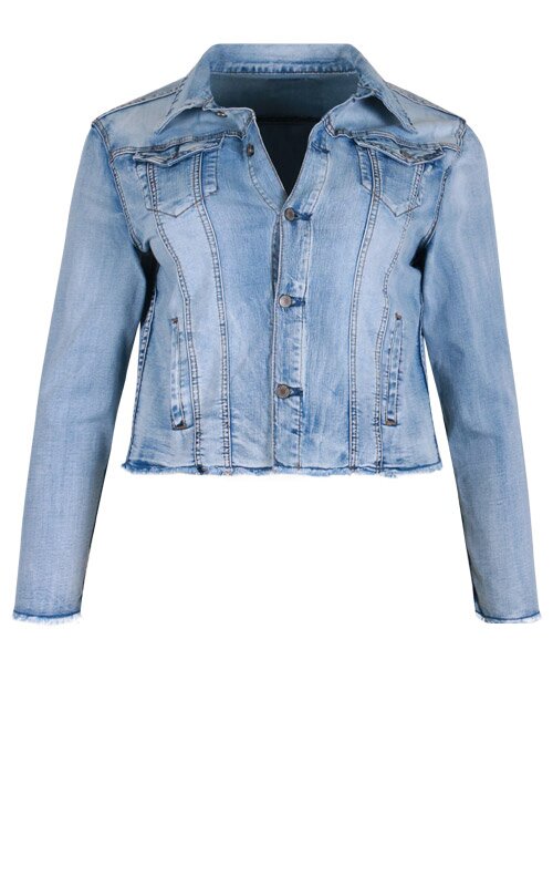 Frayed Denim Jacket product photo.