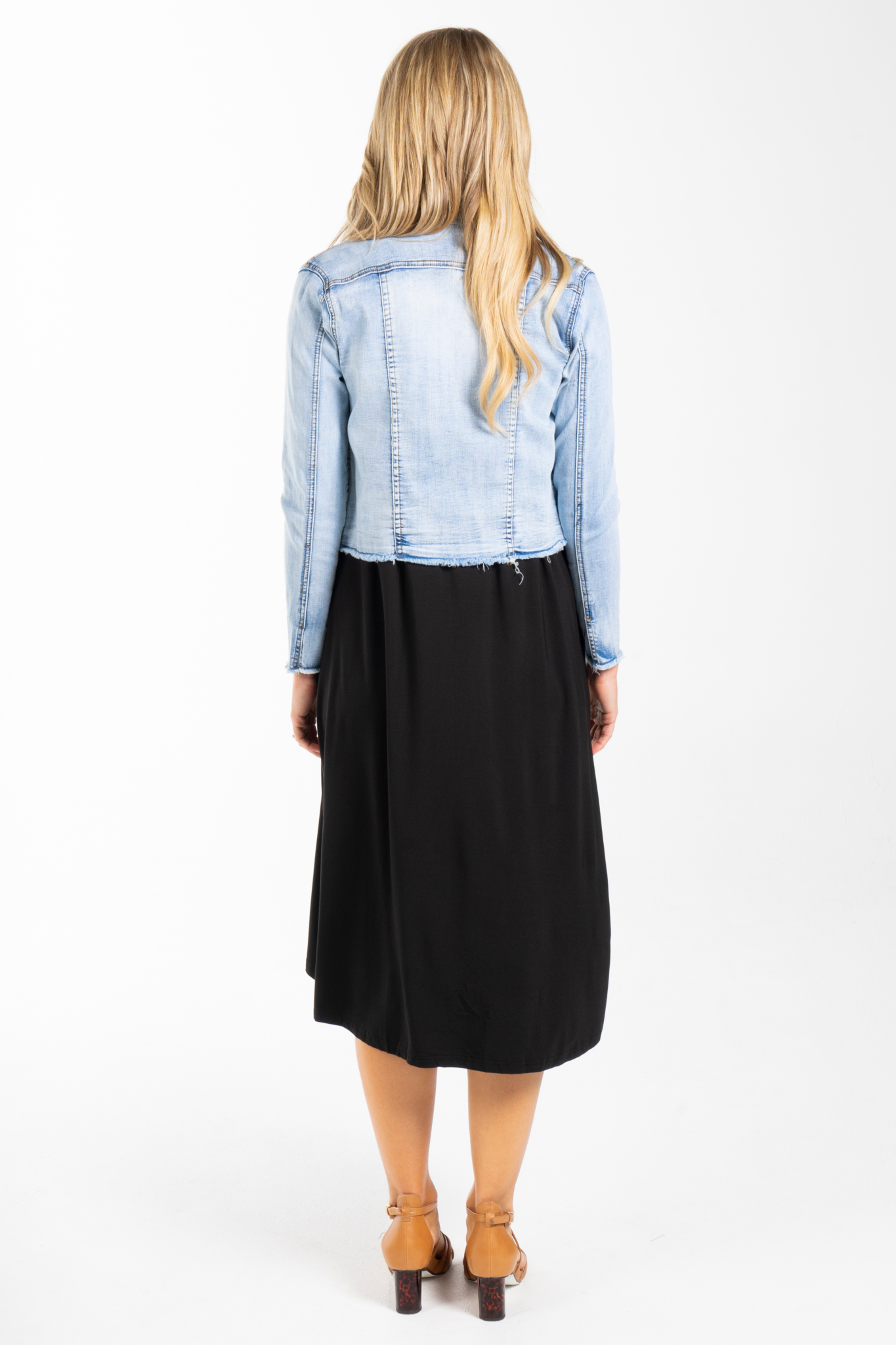 Frayed Denim Jacket product photo.