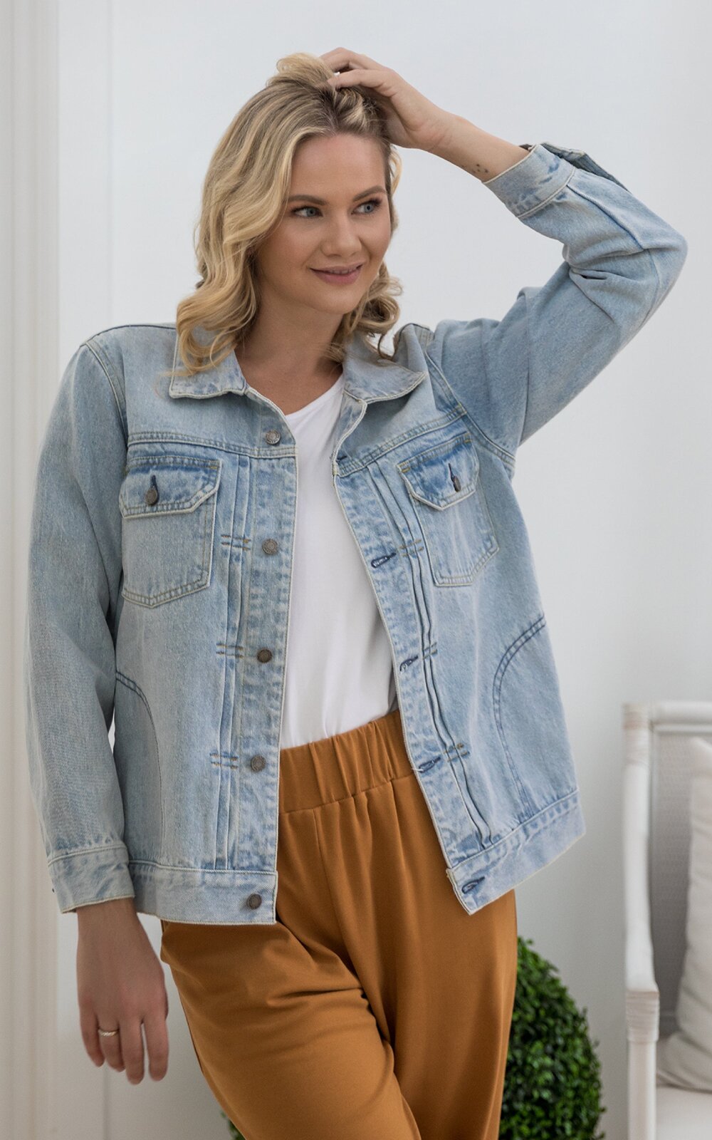 Denim Basic Jacket product photo.