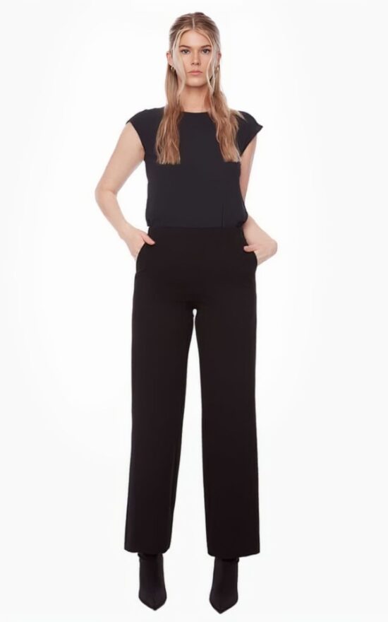 Wide Leg Pant In Solid Ponte product photo.