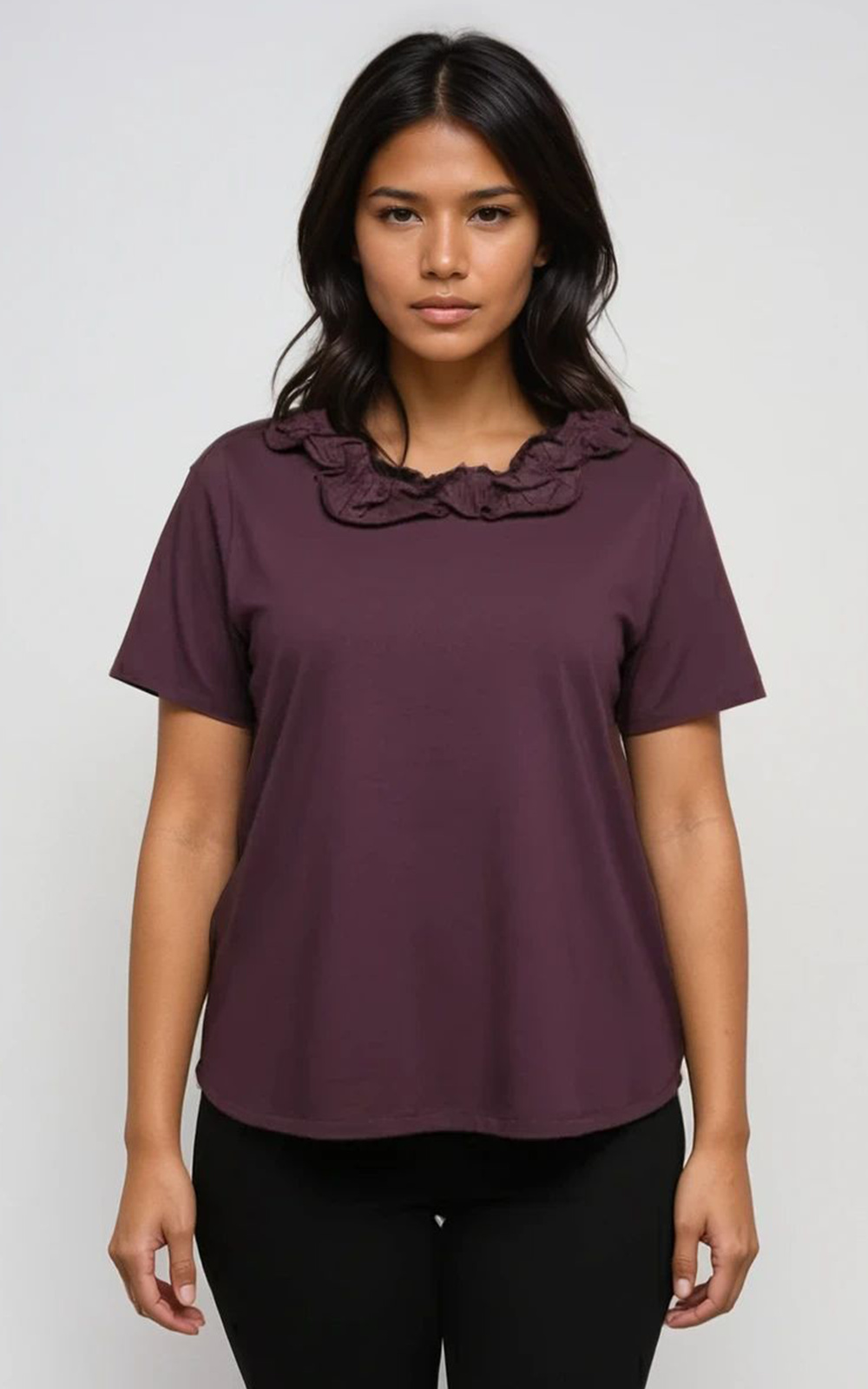 Frill Neck Tee product photo.