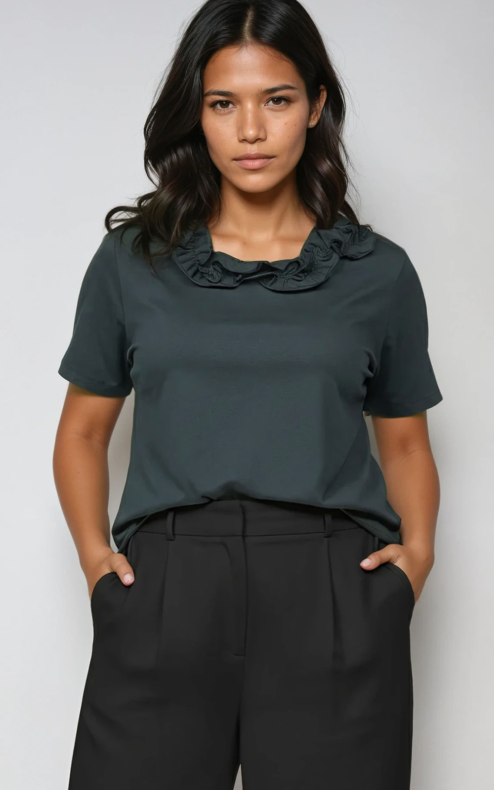 Frill Neck Tee product photo.