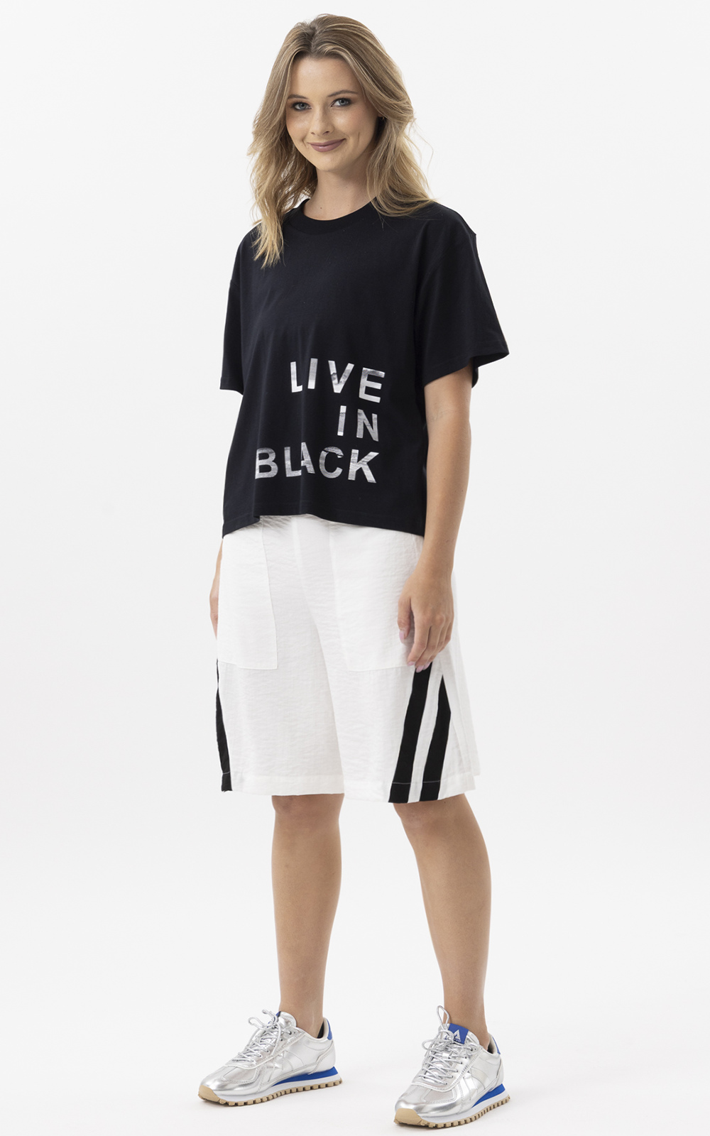 Live In Black Tee New Shape product photo.