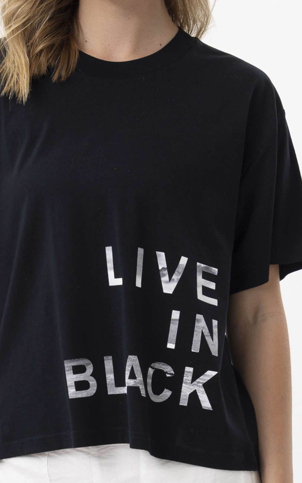 Live In Black Tee New Shape product photo.