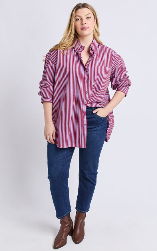 Lila Stripe Shirt product photo.