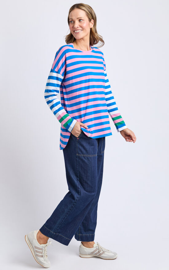 Taffy Stripe Ls Tee product photo.