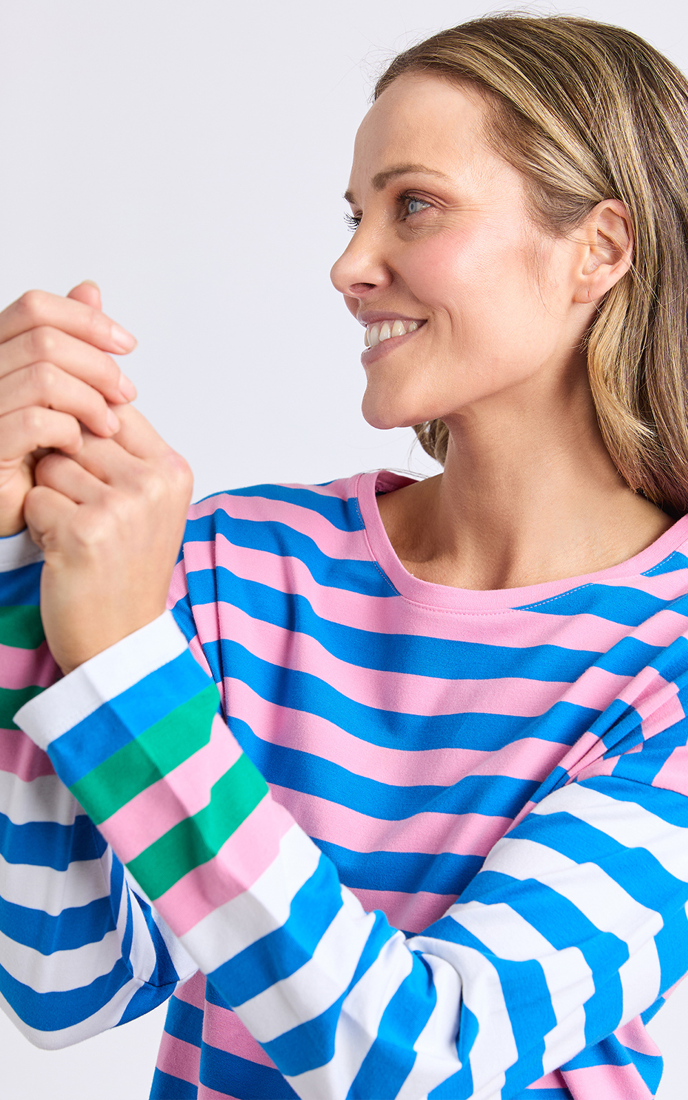 Taffy Stripe Ls Tee product photo.