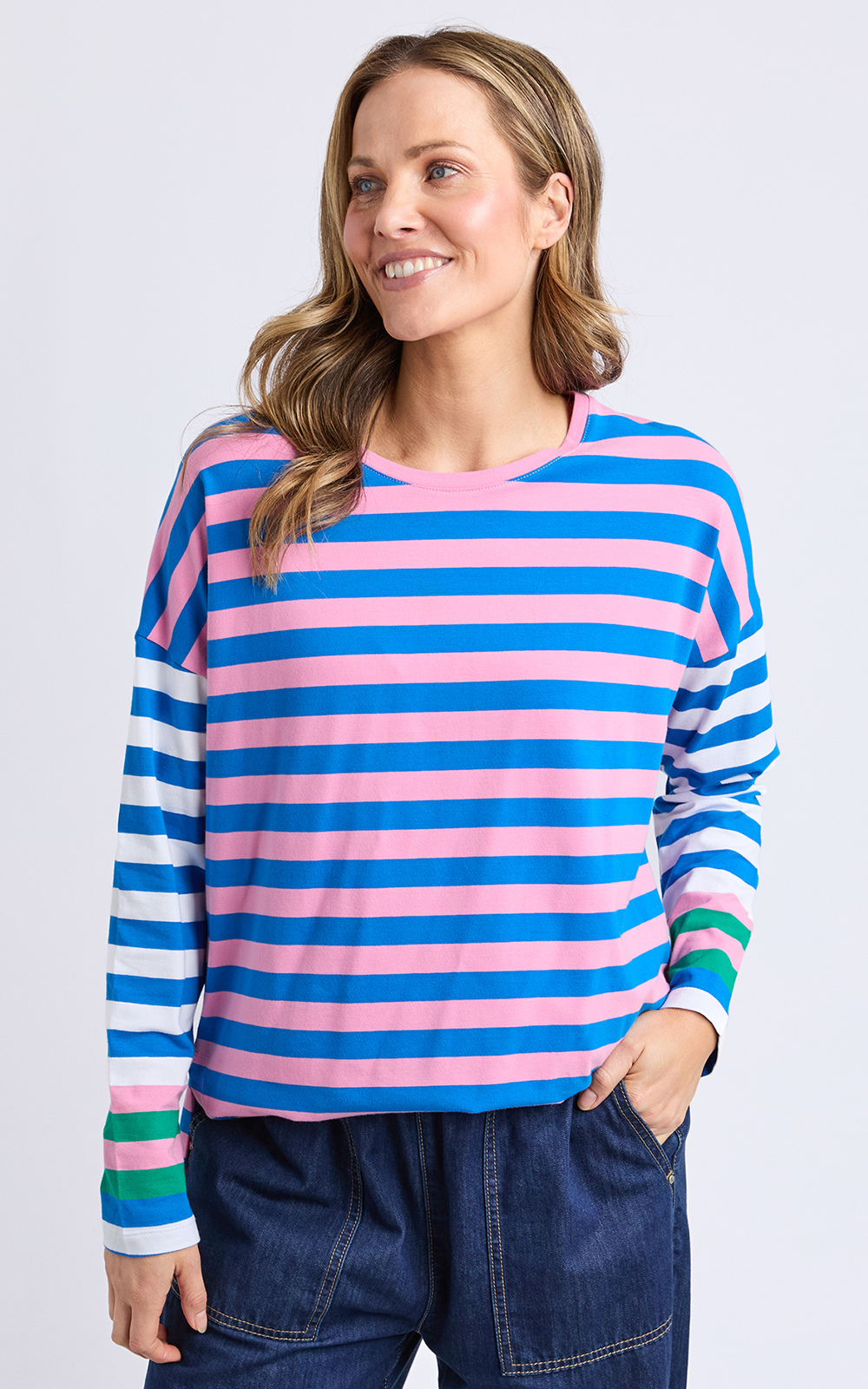 Taffy Stripe Ls Tee product photo.
