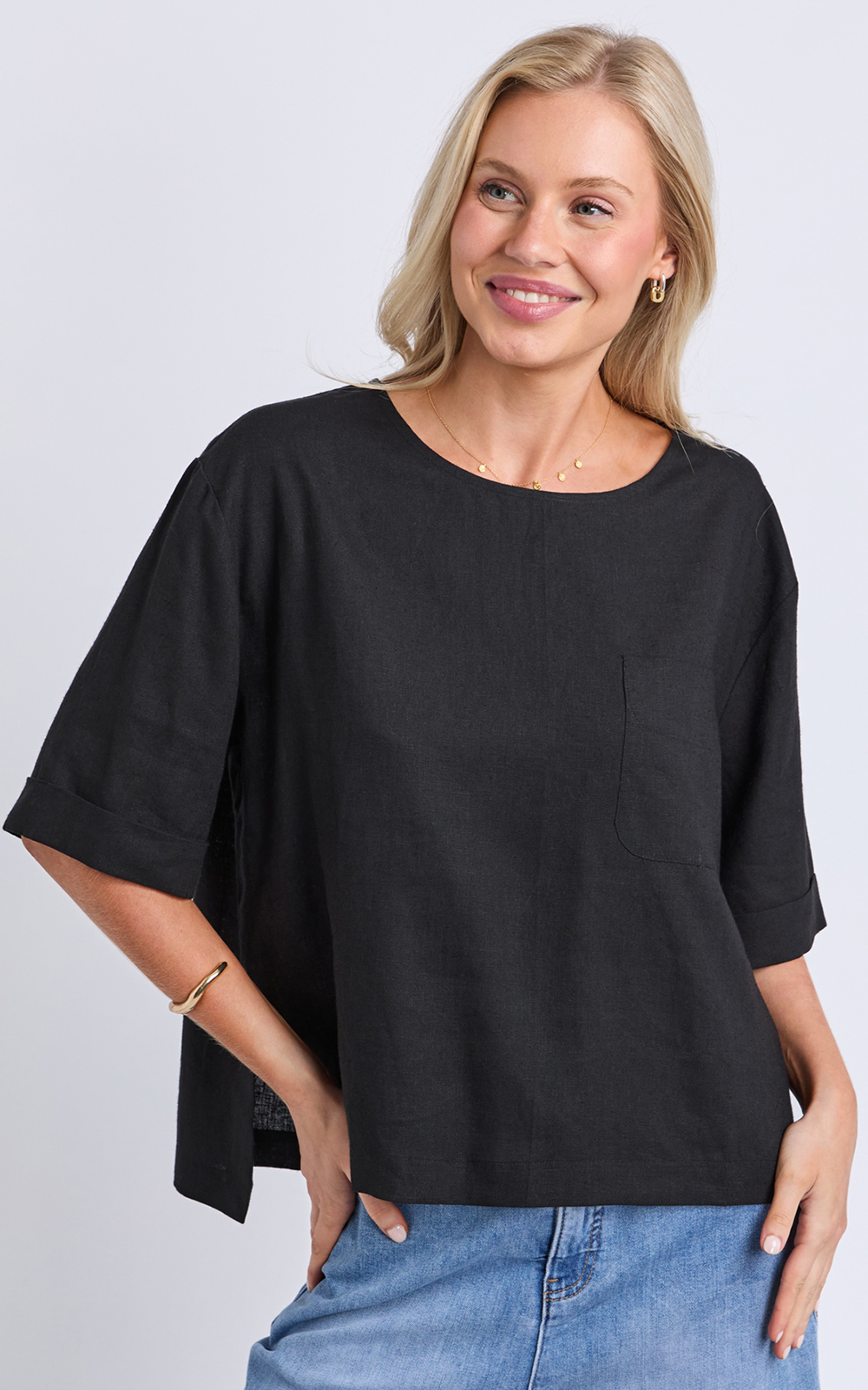 Tilly Woven Tee product photo.