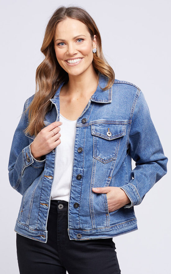 Angie Denim Jacket product photo.
