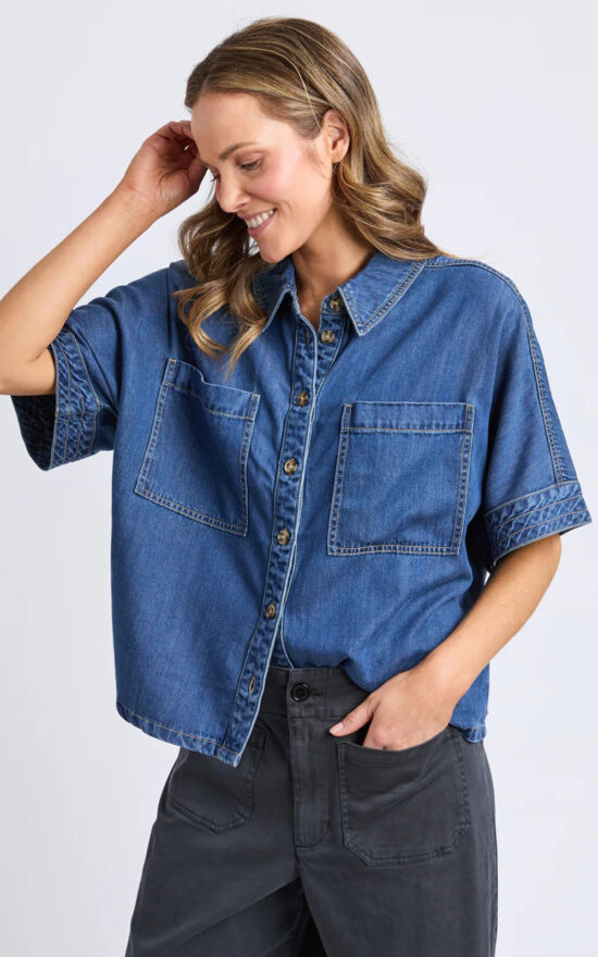 Demi S/S Denim Shirt product photo.