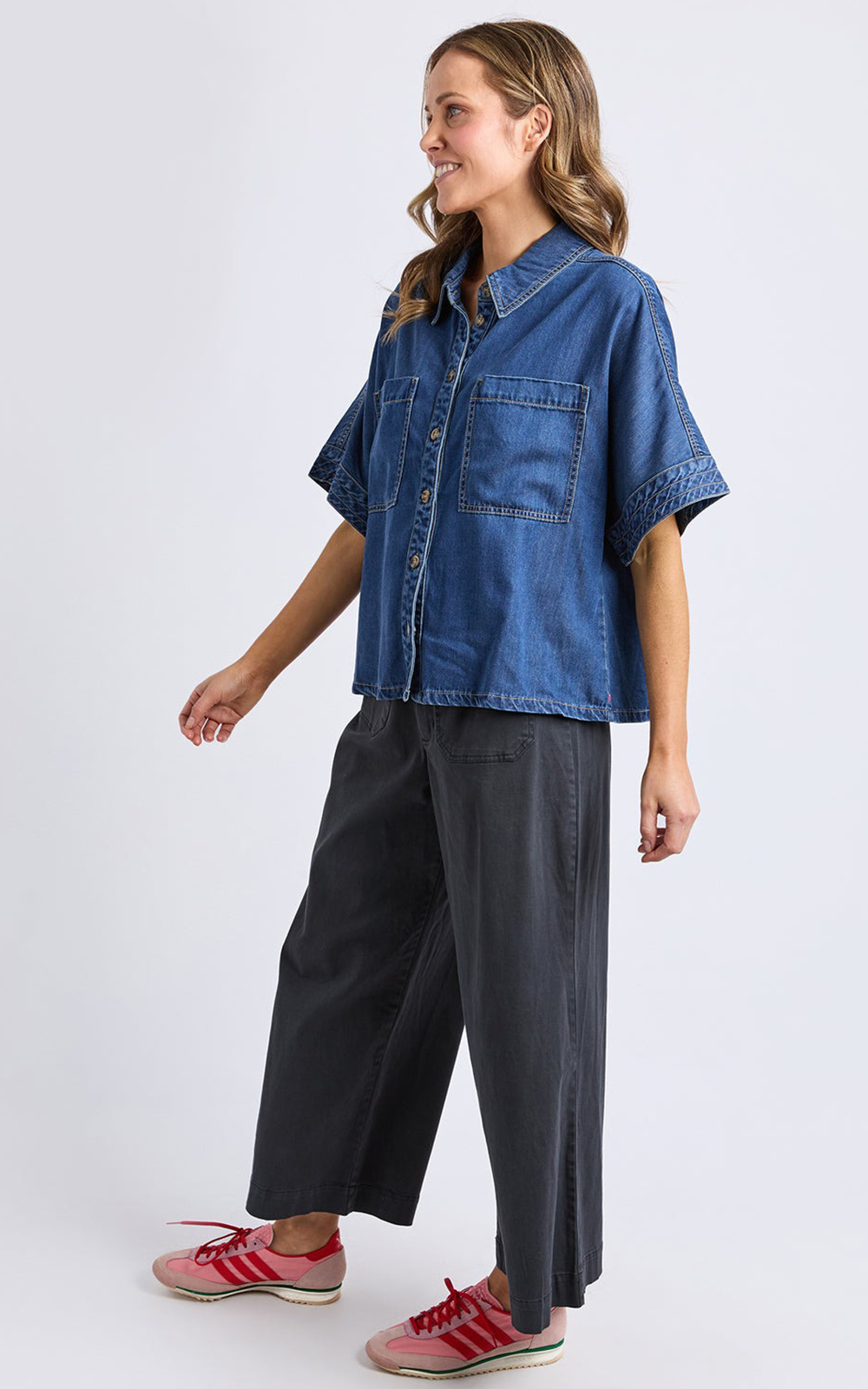 Demi S/S Denim Shirt product photo.