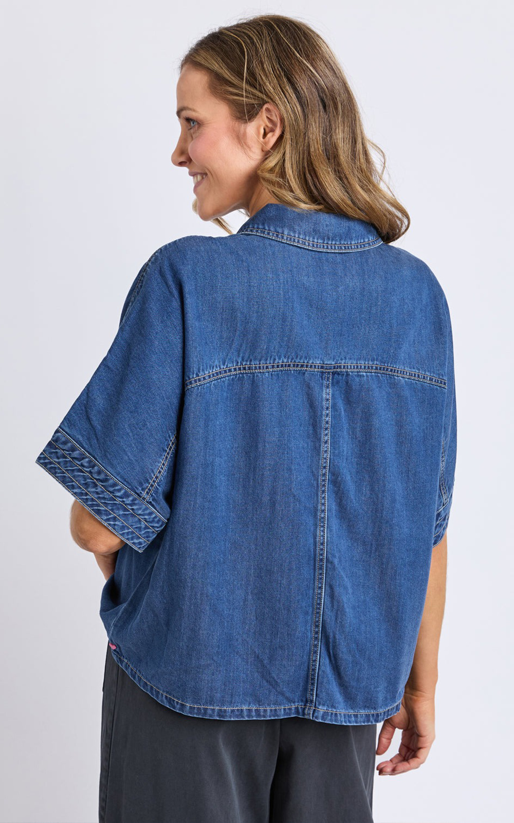 Demi S/S Denim Shirt product photo.