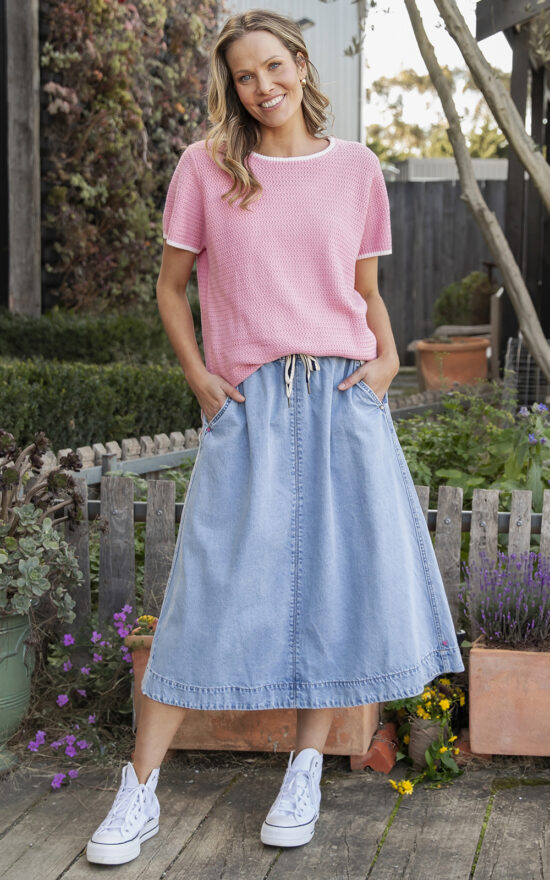Greta Denim Skirt product photo.
