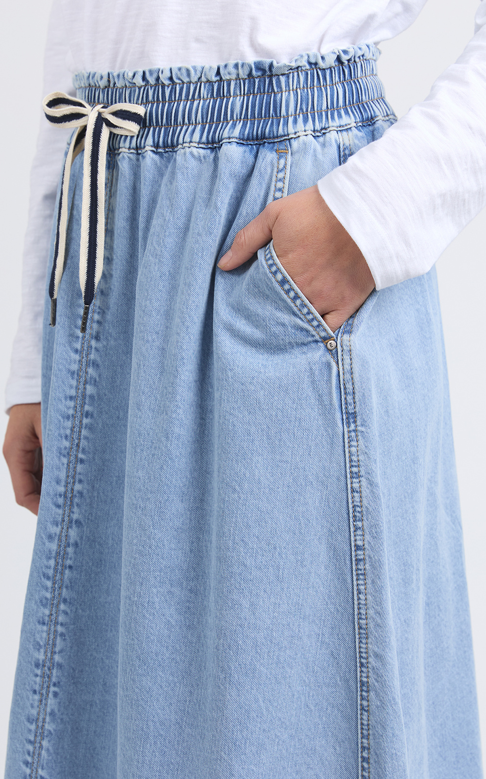 Greta Denim Skirt product photo.