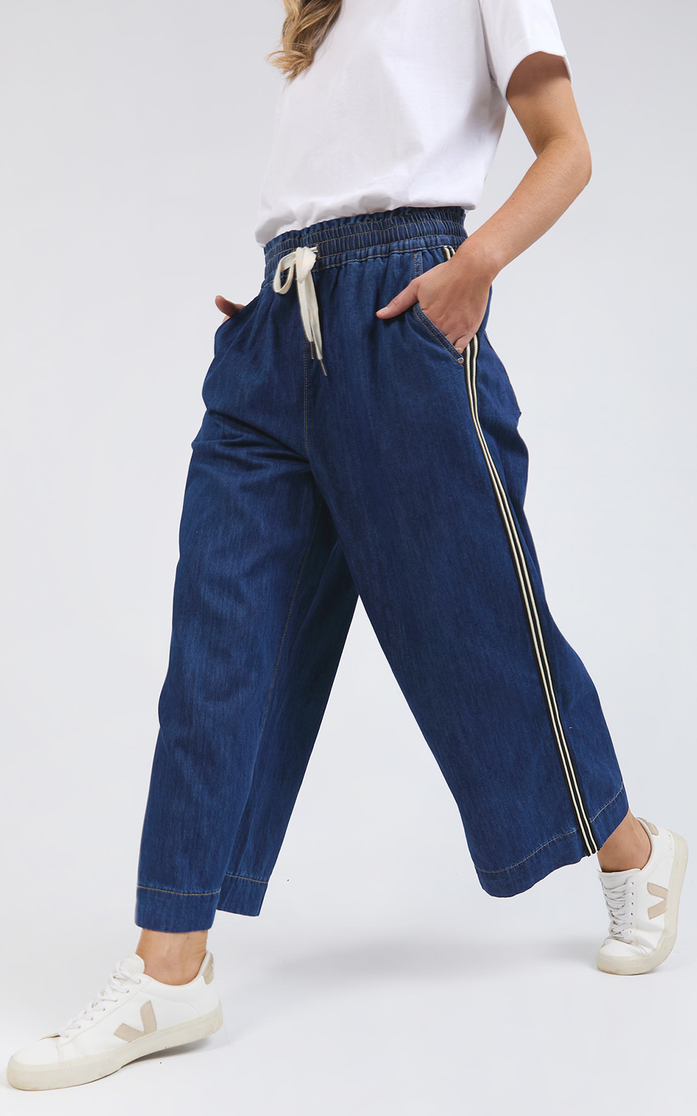 Greta Wide Leg Pant W Side Tape  product photo.