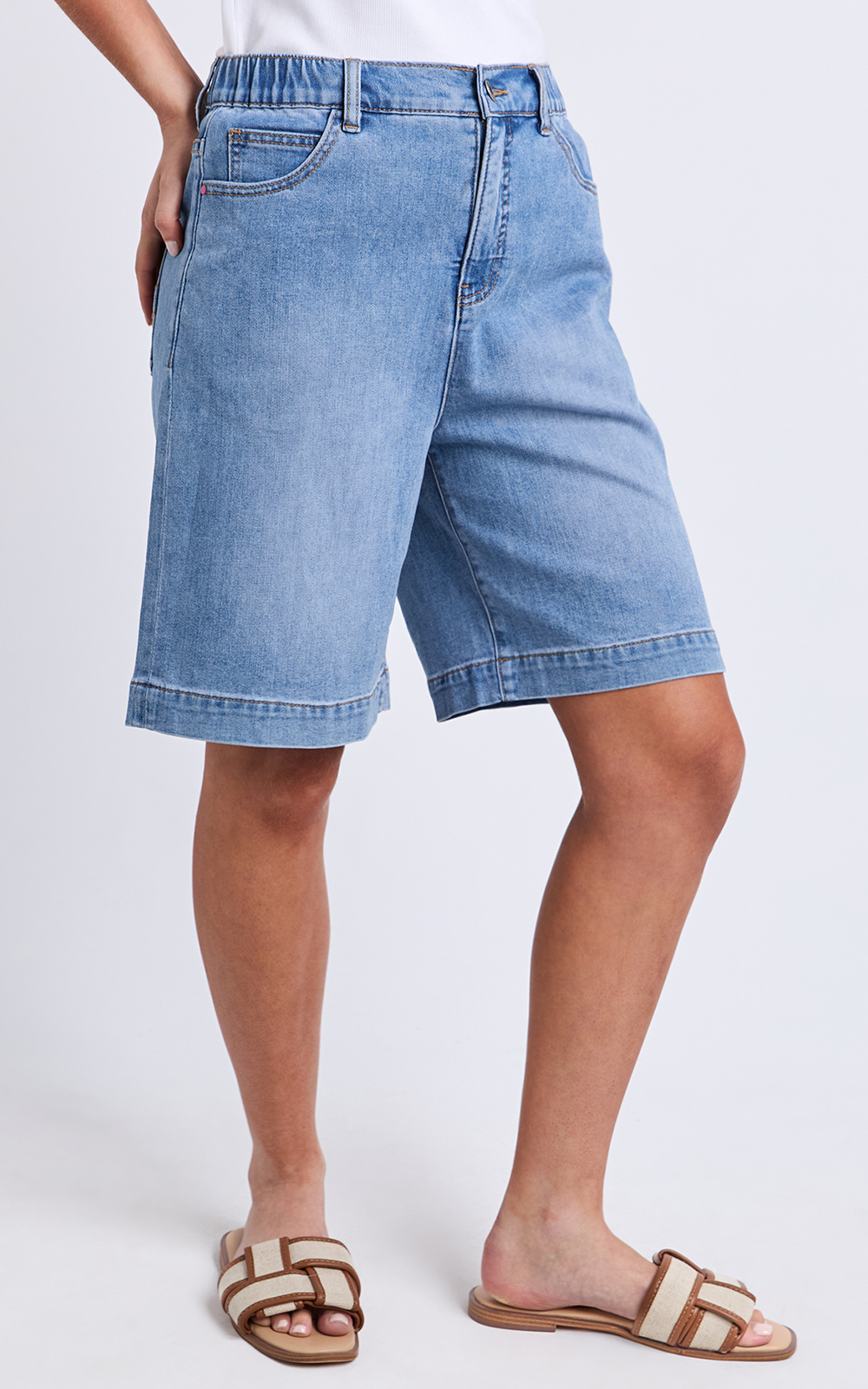 Birdie Long Denim Short product photo.