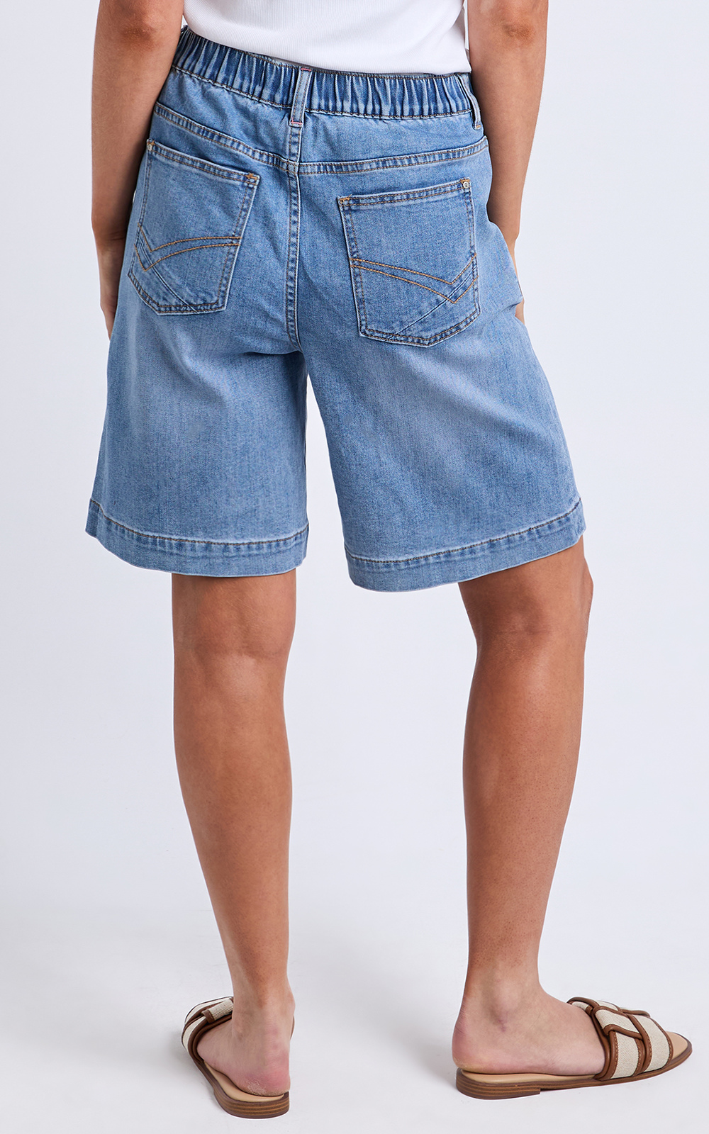 Birdie Long Denim Short product photo.