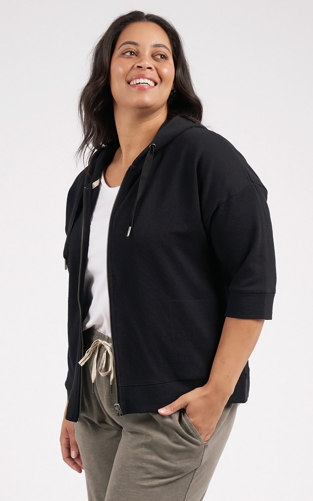 Beachy Zip Hoodie product photo.