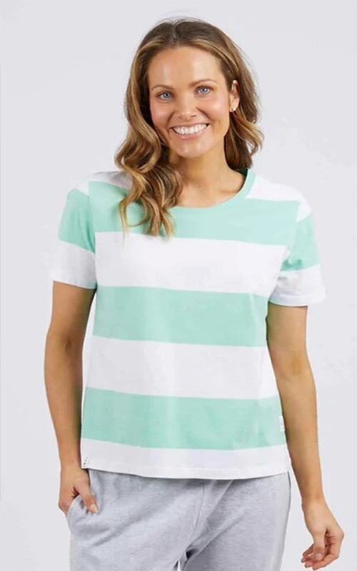 Block Stripe Ss Tee product photo.