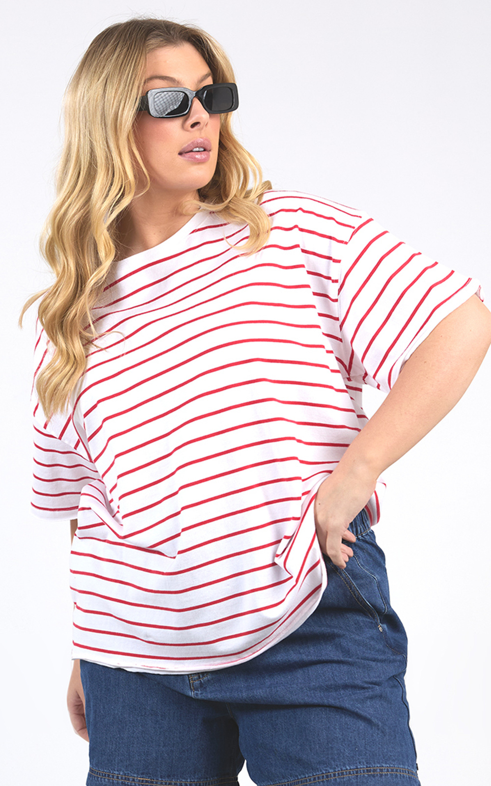 Winona Stripe Ss Tee product photo.
