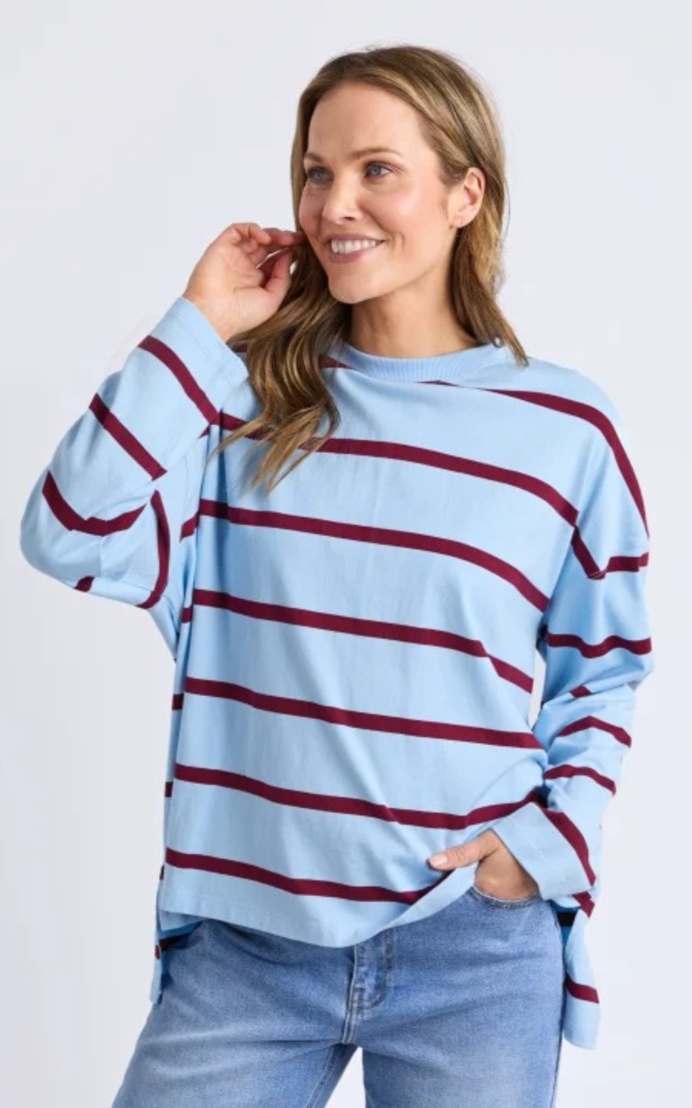 Callie Stripe Ls Tee product photo.