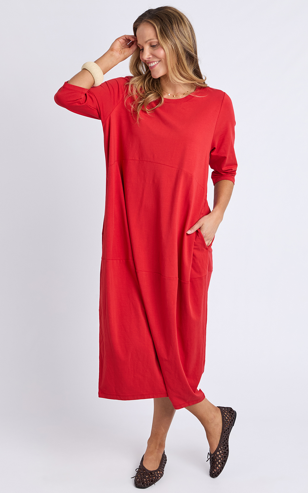 Diana Dress 3/4 Sleeve product photo.