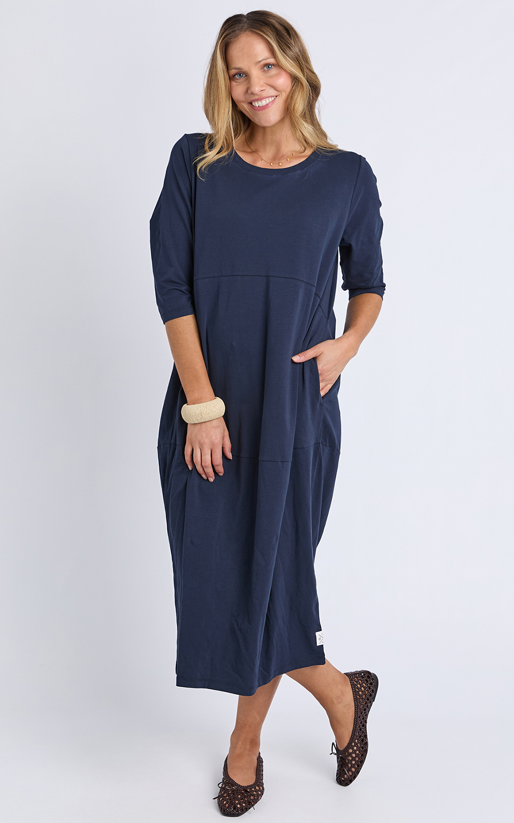 Diana Dress 3/4 Sleeve product photo.