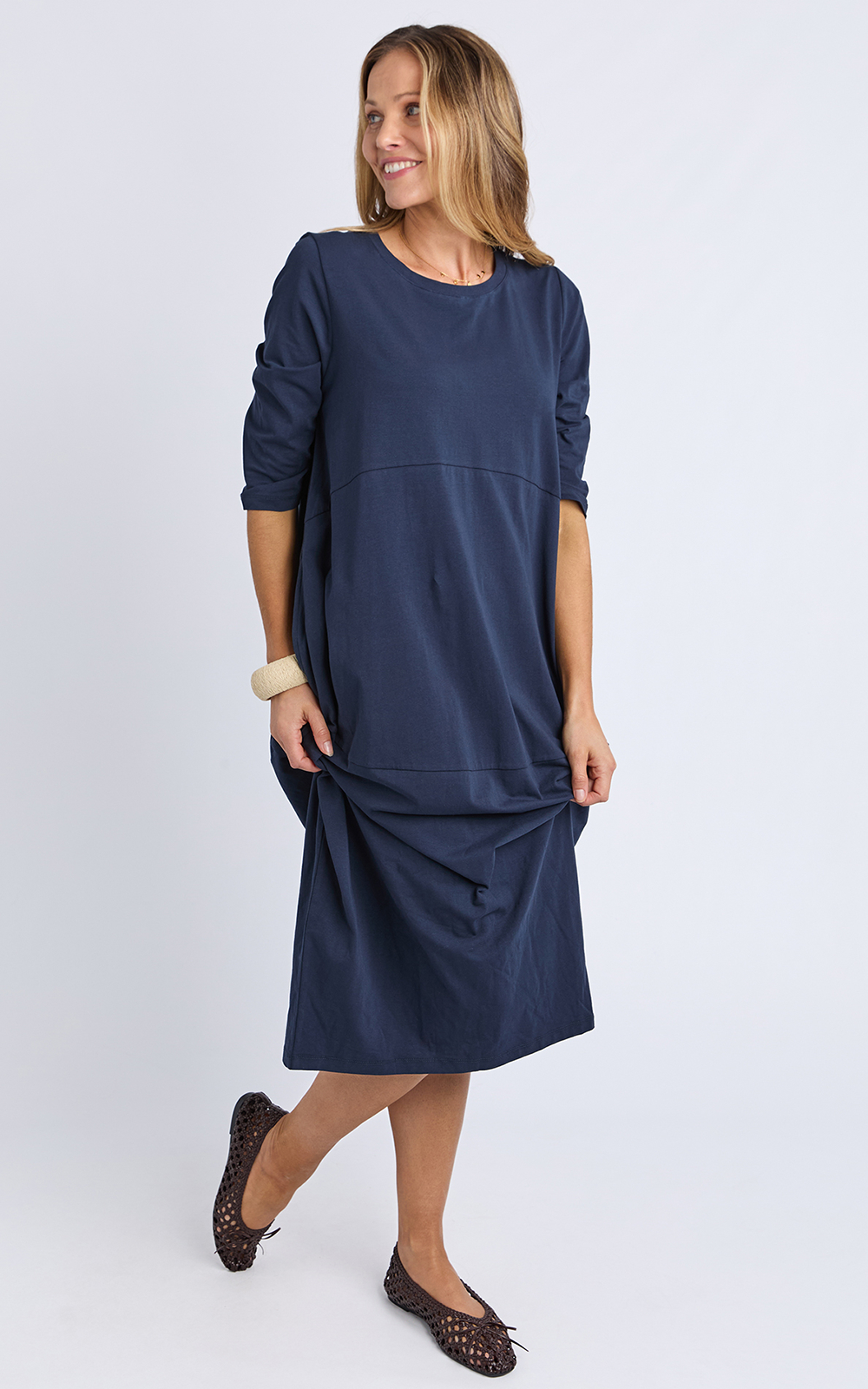 Diana Dress 3/4 Sleeve product photo.
