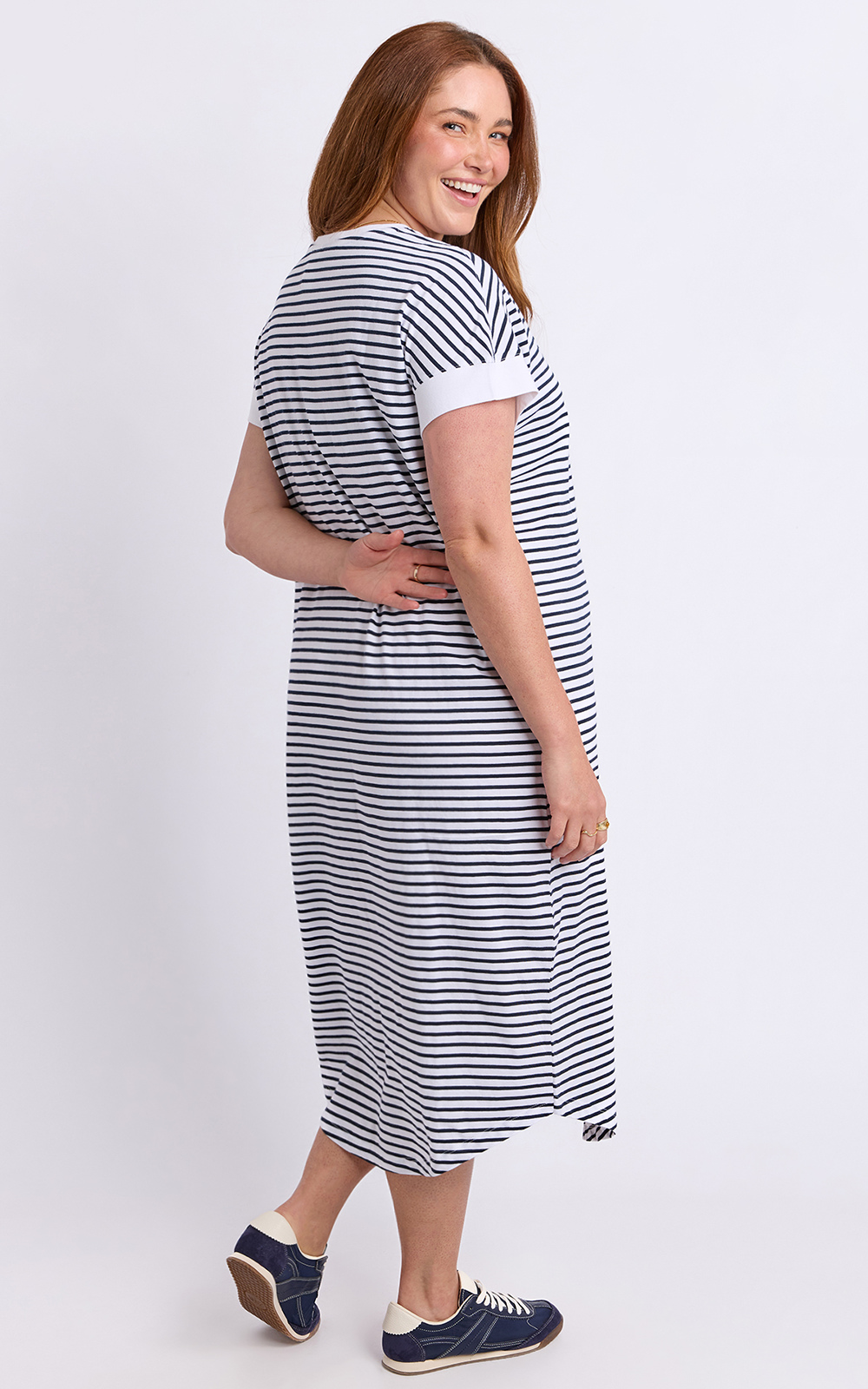 Maggie Dress Stripe product photo.