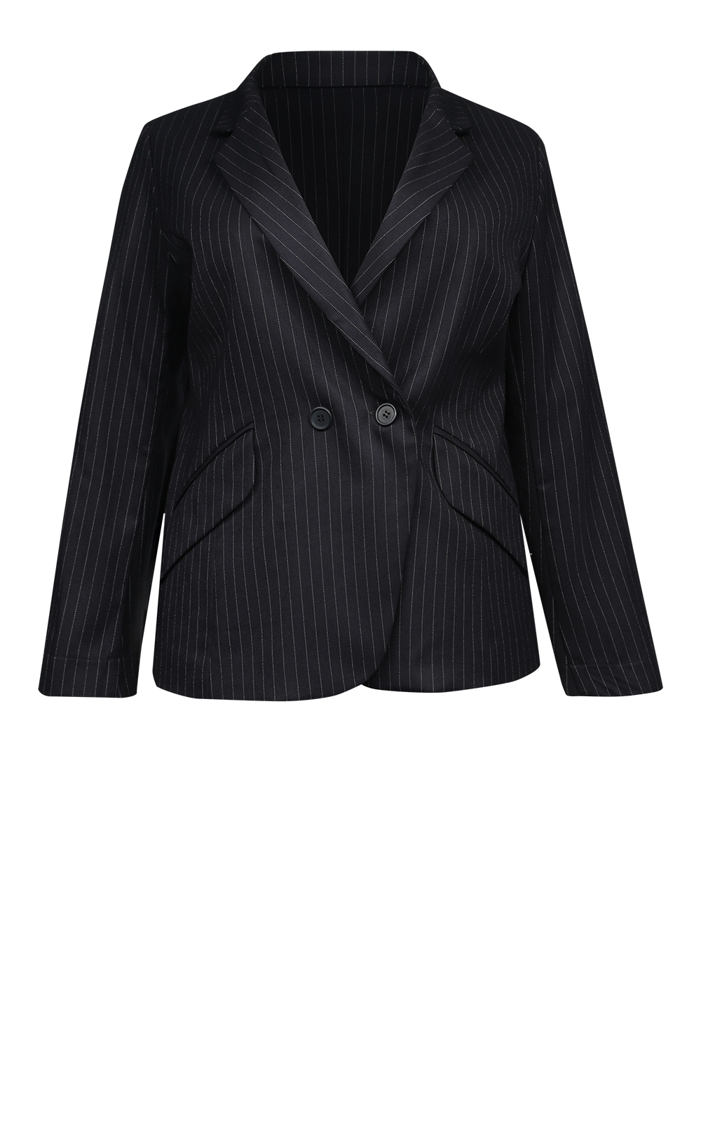 Pinstripe Boyfriend Jacket product photo.