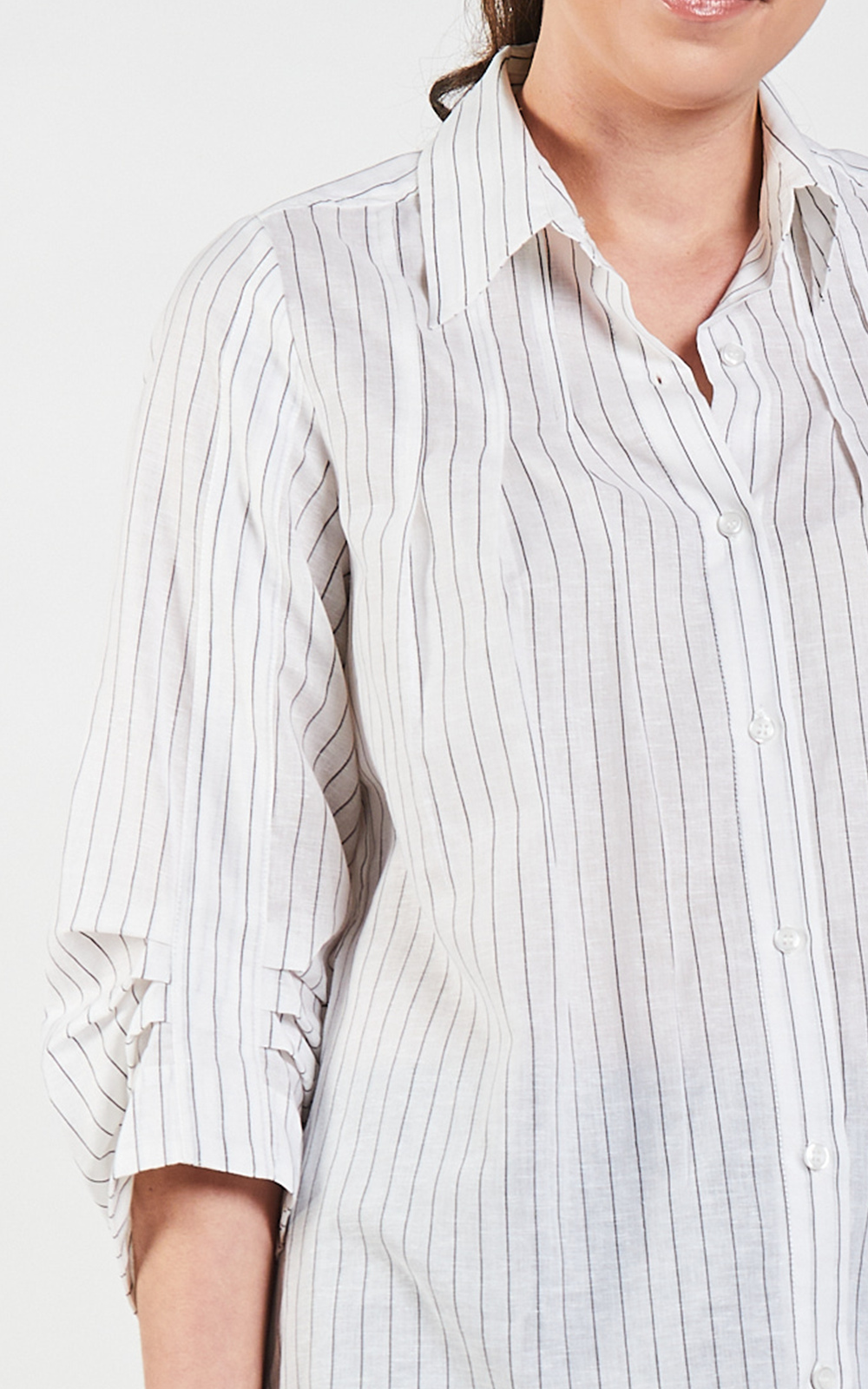 Pinstripe Pleat Shirt product photo.