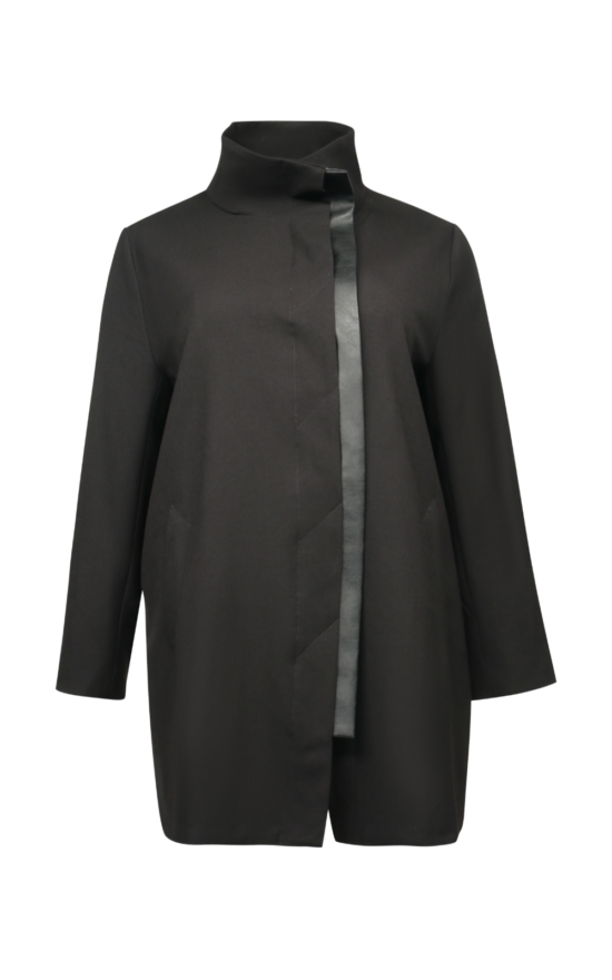 Leather Panel Coat product photo.