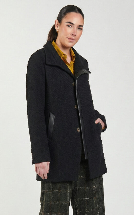 Leather Panel Coat product photo.