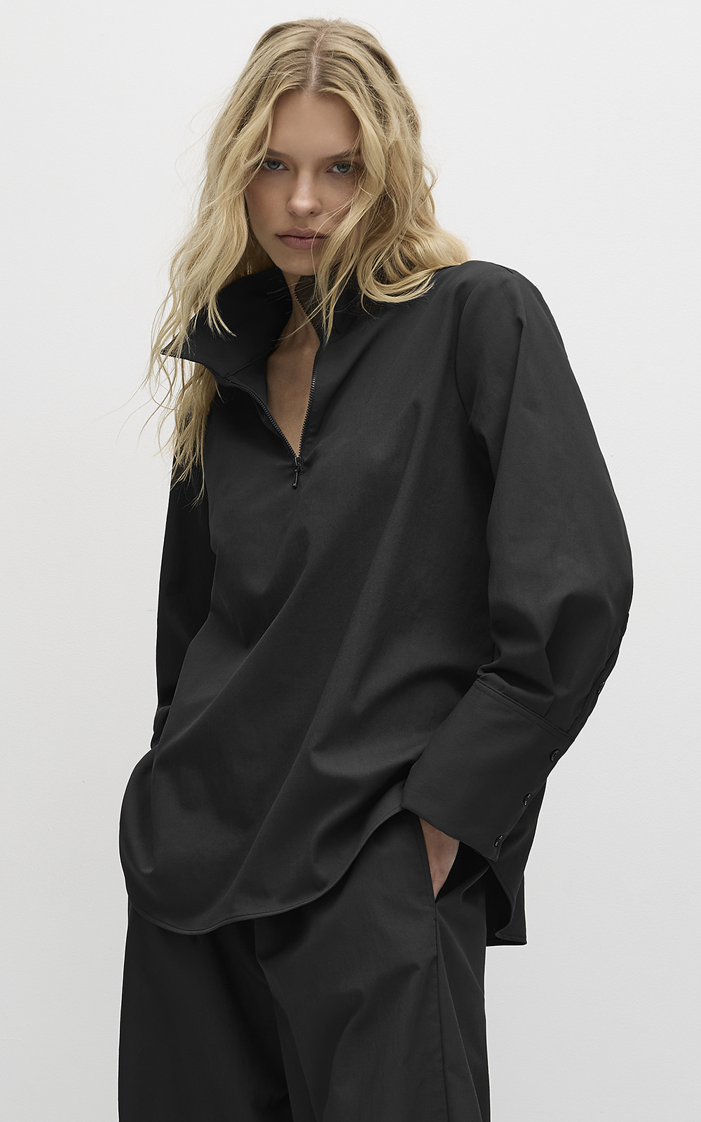 Half Zip Blouse product photo.