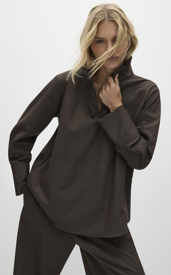 Half Zip Blouse product photo.